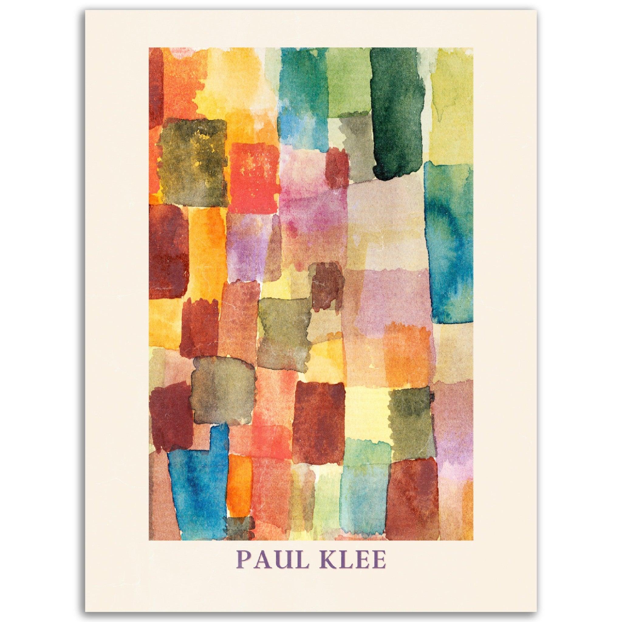 arbige Harmonien - Eine Hommage an Paul Klee Paul Klees Meisterwerk - Printree.ch 20. jahrhundert, abstrakt, Abstraktion, aquarell, bildende kunst, europäisch, gestaltung, historisch, Illustration, klee, kubismus, kubistisch, kunstgeschichte, kunstwerk, malerei, Meisterwerk, papier, paul, pinselstriche, primär, schweizer, sekundär, spektrum, ungegenständlich, zeichnung