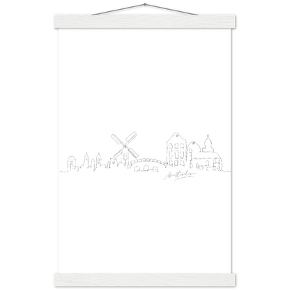 Amsterdam Line Art Poster: Bringe den Charme von Amsterdam in deine eigenen vier Wände! - Printree.ch Hand, hand drawn, handgezeichnet, Illustration, line, Line-Art, skyline