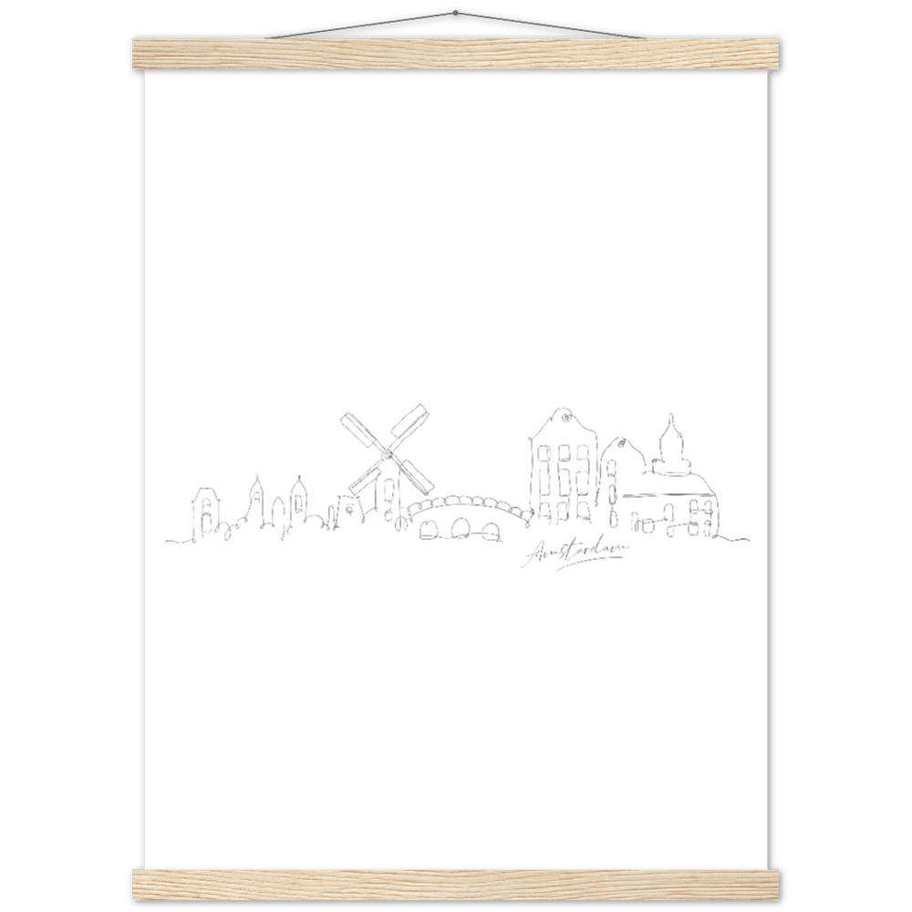 Amsterdam Line Art Poster: Bringe den Charme von Amsterdam in deine eigenen vier Wände! - Printree.ch Hand, hand drawn, handgezeichnet, Illustration, line, Line-Art, skyline