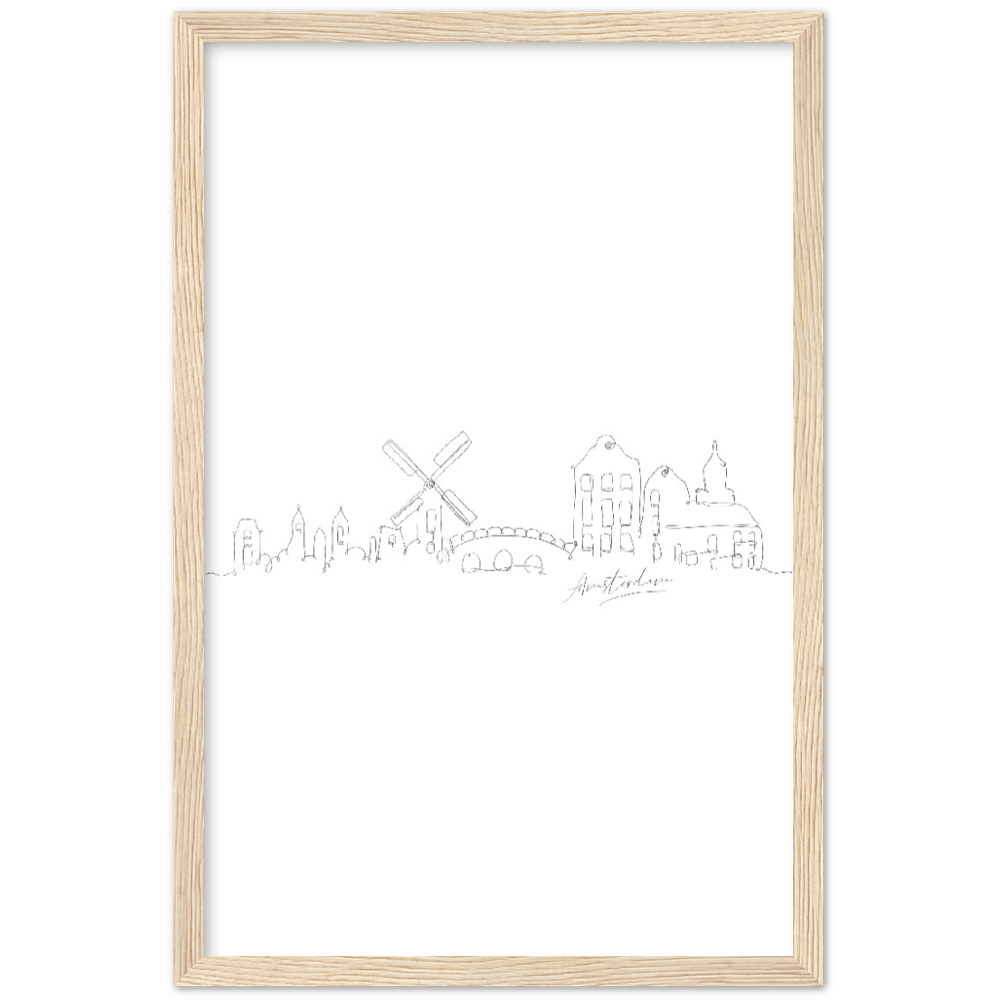 Amsterdam Line Art Poster: Bringe den Charme von Amsterdam in deine eigenen vier Wände! - Printree.ch Hand, hand drawn, handgezeichnet, Illustration, line, Line-Art, skyline