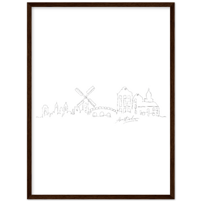 Amsterdam Line Art Poster: Bringe den Charme von Amsterdam in deine eigenen vier Wände! - Printree.ch Hand, hand drawn, handgezeichnet, Illustration, line, Line-Art, skyline