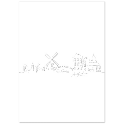 Amsterdam Line Art Poster: Bringe den Charme von Amsterdam in deine eigenen vier Wände! - Printree.ch Hand, hand drawn, handgezeichnet, Illustration, line, Line-Art, skyline