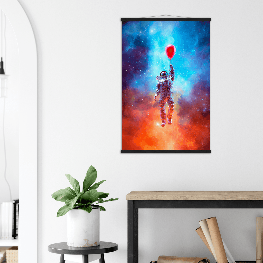 Astronaut mit Rotem Ballon - Printree.ch AI, Astronaut, hintergrund, since fiction