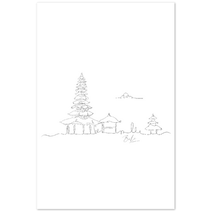 Bali Linienkunst Poster - Printree.ch Hand, hand drawn, handgezeichnet, Illustration, line, Line-Art, skyline