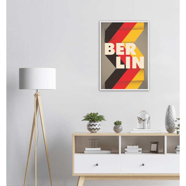 Berlin mit Flagge - Printree.ch minimalistisch, touristische reise, travel poster