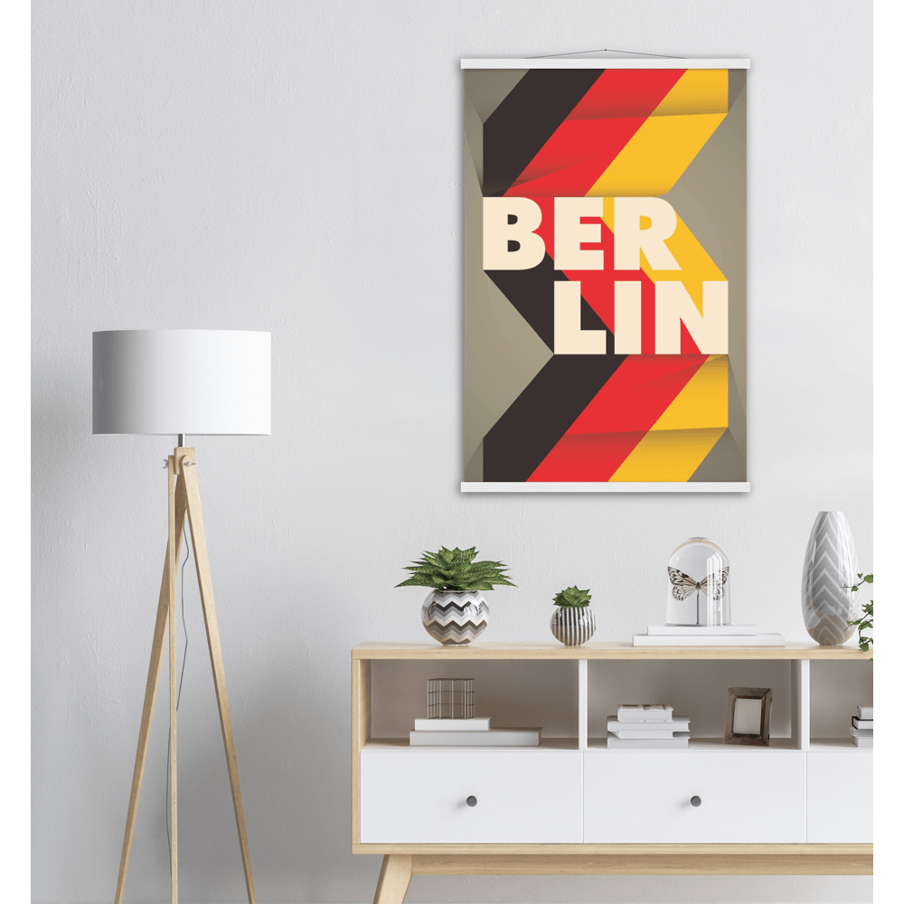 Berlin mit Flagge - Printree.ch minimalistisch, touristische reise, travel poster