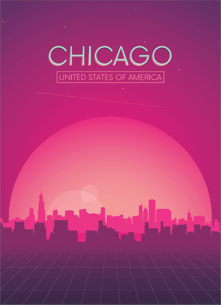 Chicago Neon - Printree.ch minimalistisch, touristische reise, travel poster
