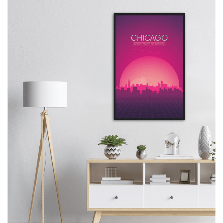 Chicago Neon - Printree.ch minimalistisch, touristische reise, travel poster