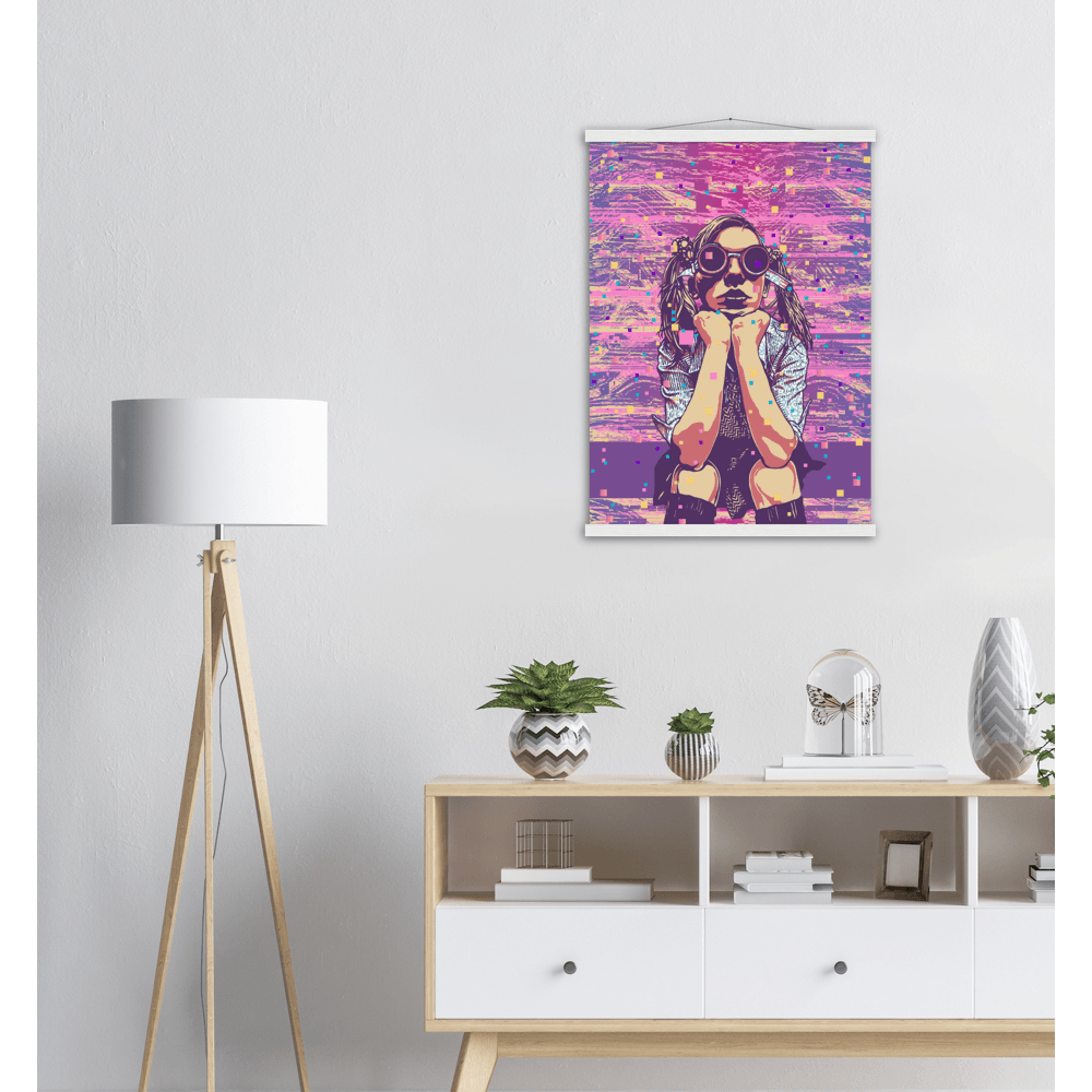 Cyberpunk-Meisterwerk: Das faszinierende Neo Girl Poster! - Printree.ch abstrakt, blau, cyberpunk, dekoration, disco, einhorn, farbe, flüssig, frau, Frauengesicht, gesicht, glamour, glühen, hintergrund, illustration, kunst, lebendig, lebhaft, licht, lila, mode, muster, mädchen, neon, ombre, rosa, schön, stil, weiblich, wirbel