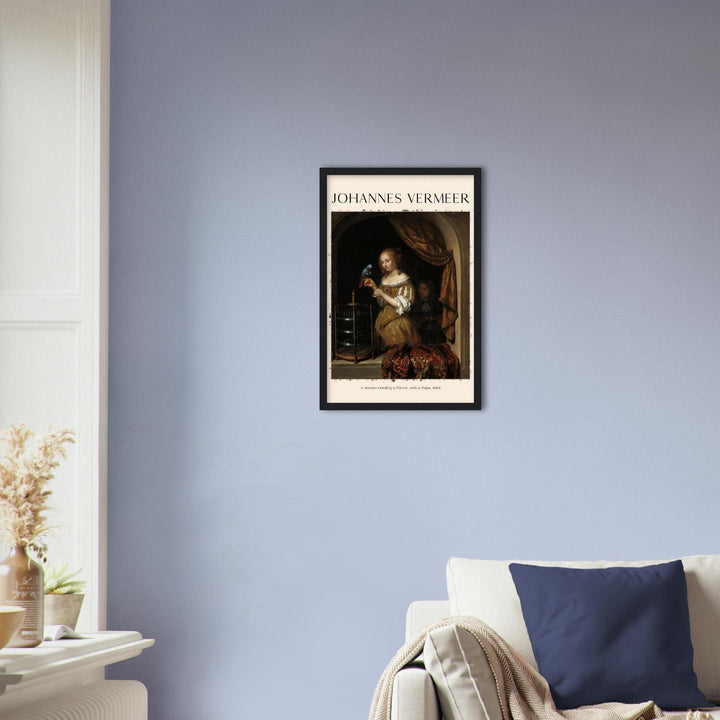 Eine Frau, die einen Papagei füttert Johannes Vermeer - Printree.ch abstrakte frauen, frau, Frauen, Kunst, Malen, Maler, Malerei, Meisterwerk