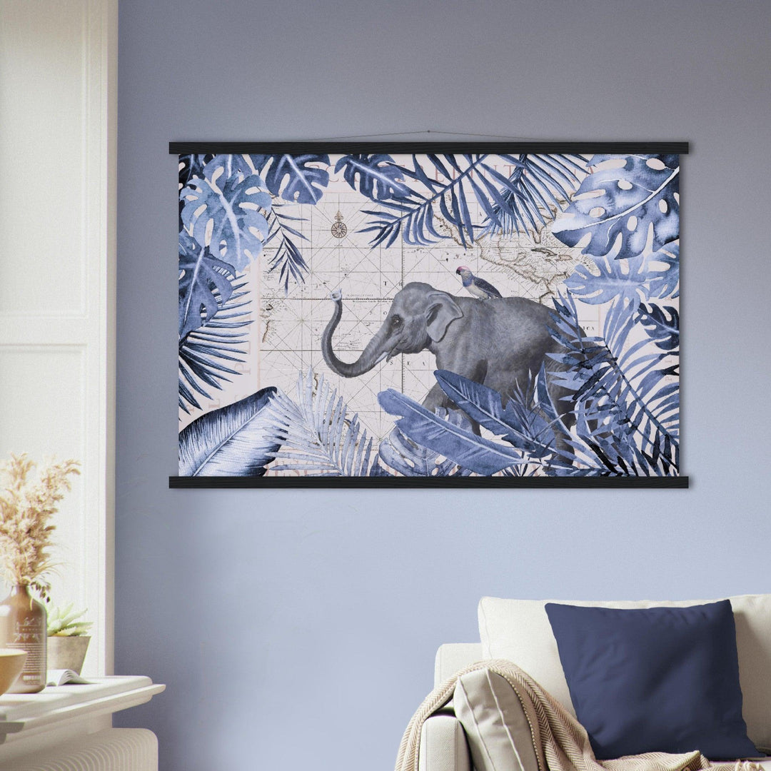 Elefant im Jungel Blau Andrea Haase - Printree.ch Andrea Haase, Vertikal
