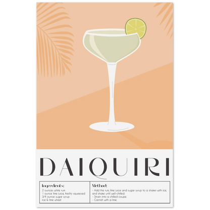 Elegantes Daiquiri-Poster in Museumsqualität - Printree.ch alkohol, bar, blaue lagune, cocktail, eis, erfrischung, flüssigkeit, frisch, getränk, glas, hintergrund, illustration, isoliert, kalt, kirsche, lebensmittel, limette, limonade, martini, minze, obst, orange, pina colada, saft, sommer, süss, tropisch, wein, zitrone