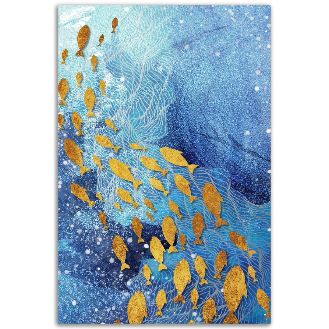 Faszinierender Fischschwarm - Abstraktes Poster in lebendigen Farben - Printree.ch abstrakt, Abstraktion, farbig, Illustration, Kunst, Kunstdruck, mehrfarbig, modern, Wandkunst