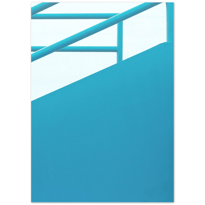 Geländer Blau minimalistischer Lebensstil - Printree.ch Architektur, blau, Brücke, Bungalows, Dach, Dächer, Form, Foto, Fotografie, Gebäude, grossstädtisch, Horizont, im Freien, Immobilien, klarer blauer Himmel, Klima, Küste, Metropole, minimalistisch, Natur, niemand, Perspektive, Reisen, riesig, Sommer, Strand, Struktur, Treppe, urban, Wasser, Zement