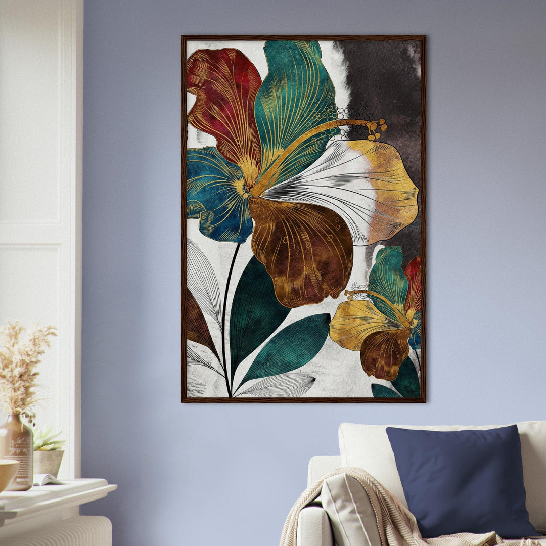 Goldene Blüten: Moderne abstrakte Kunst für dein Zuhause - Printree.ch abstrakt, Abstraktion, Illustration, Kunst, Kunstdruck, modern, surreal
