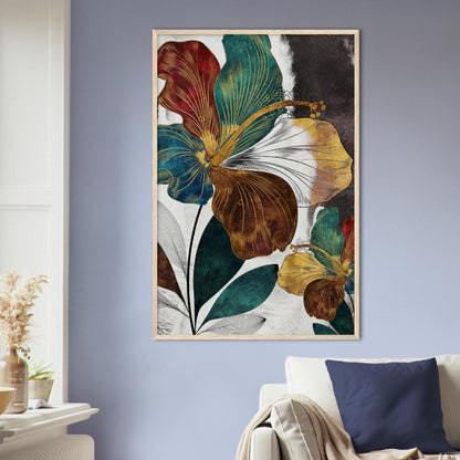 Goldene Blüten: Moderne abstrakte Kunst für dein Zuhause - Printree.ch abstrakt, Abstraktion, Illustration, Kunst, Kunstdruck, modern, surreal