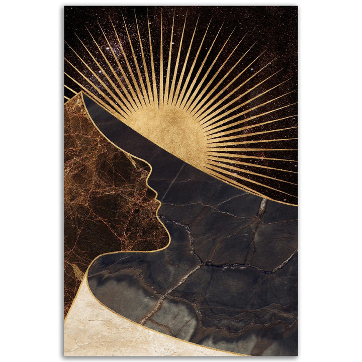 Goldene Horizonte: Abstrakte Landschaften mit geometrischen Akzenten - Printree.ch abstrakt, Abstraktion, Illustration, Kunst, Kunstdruck, modern, surreal