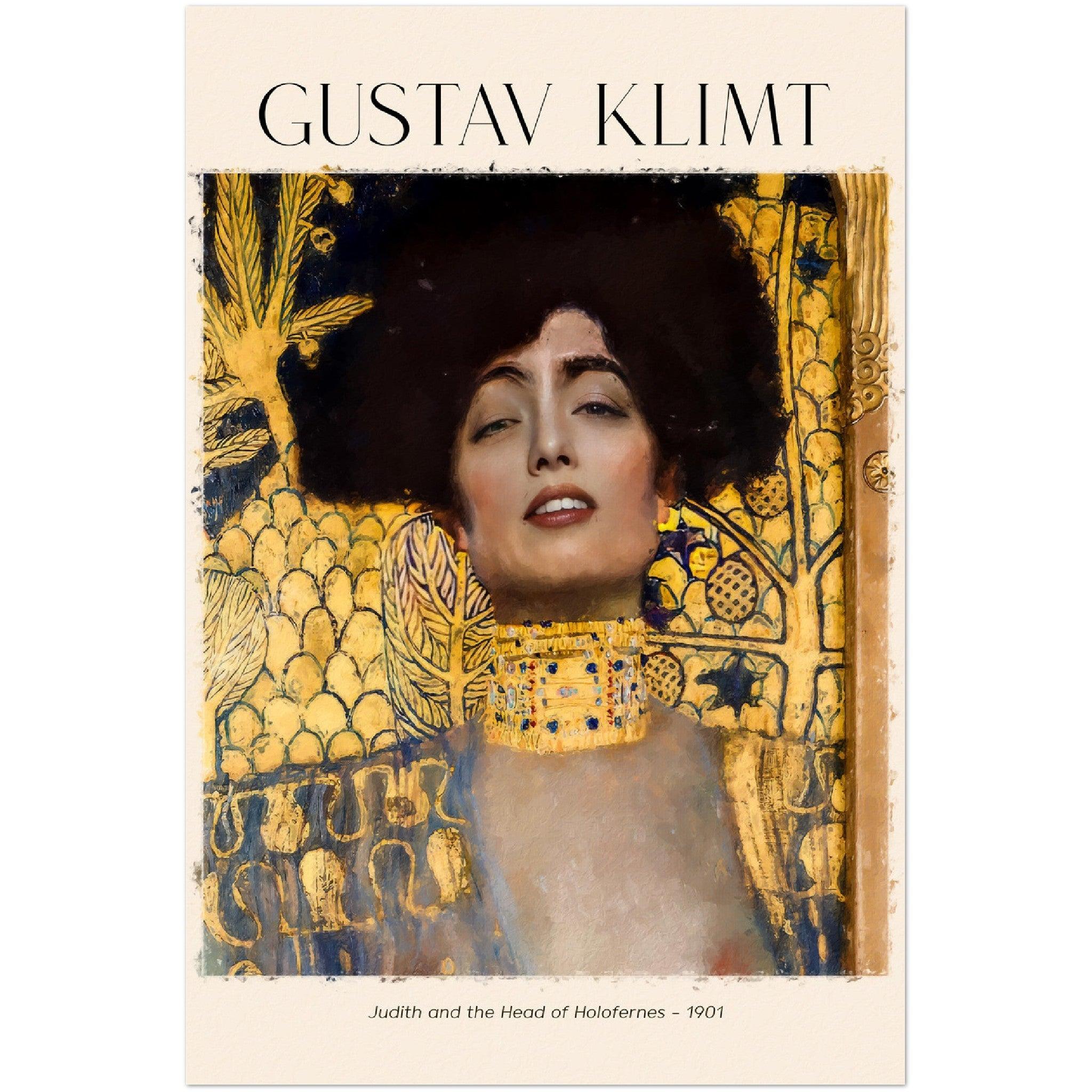 Gustav Klimts "Judith mit dem Haupt des Holofernes" Poster - Printree.ch abstrakt, art, background, beauty, bright, canvas, color, colorful, decoration, decorative, design, drawing, girl, gold, graphic, illustration, klimt, Kunst, Kunstwerk, line, love, Meisterwerk, modern, nature, oil, painting, people, plant, Poster, romantic, tenderness, texture, vector, vintage