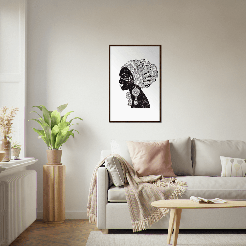 Handgezeichnetes Poster: Schönheit Afrikas - Printree.ch afrikanisch, afro, aquarell, dame, design, druck, frau, gesicht, glamour, grafik, haar, hintergrund, illustration, isoliert, jung, kunst, kunstwerk, lockig, menschen, minimalistischen Lebensstil, mode, modell, mädchen, person, portrait, schön, schönheit, skizze, stil, weiblich, zeichnung