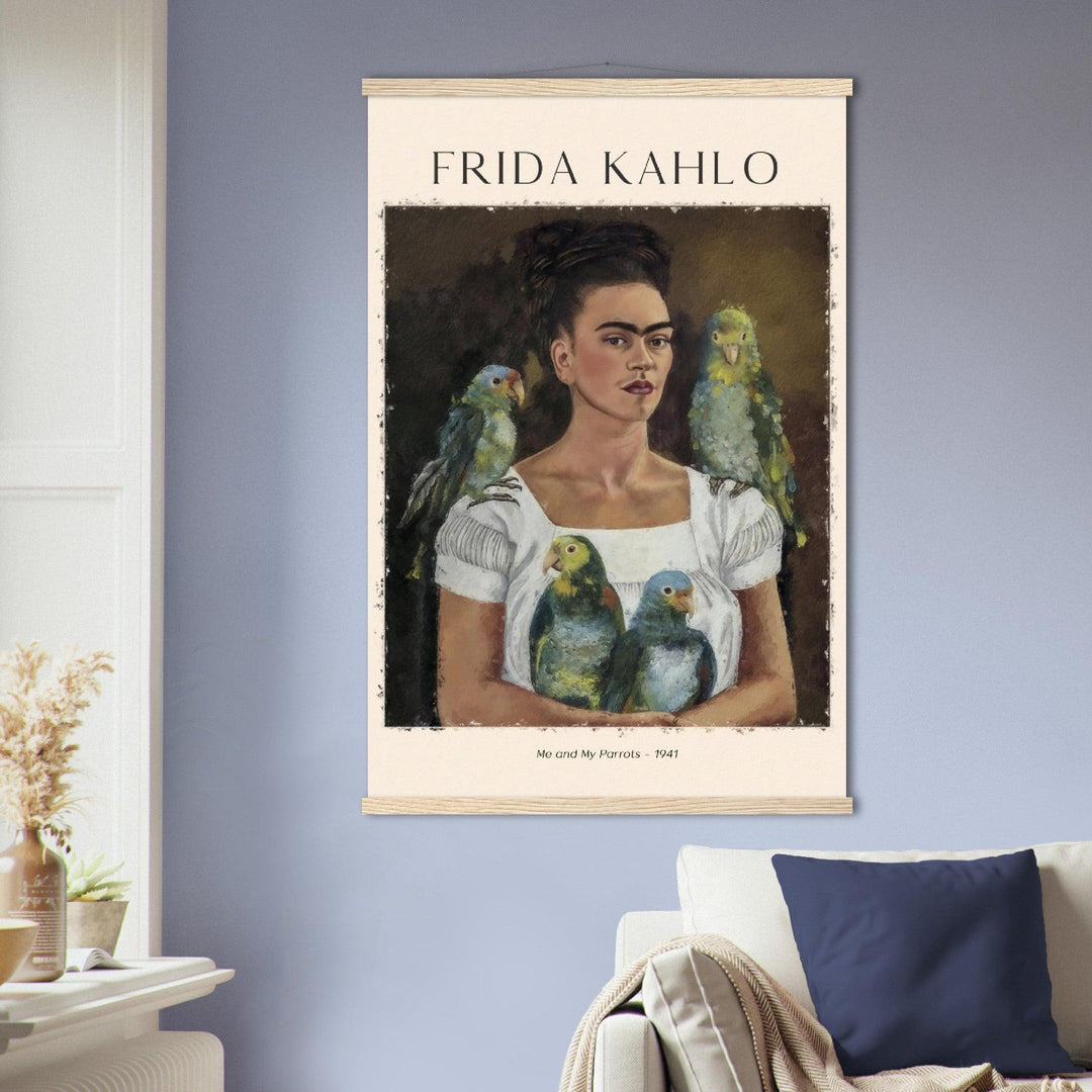 Ich und meine Papageien Gemälde von Frida Kahlo - Printree.ch abstrakte frauen, frau, Frauen, Kunst, Malen, Maler, Malerei, Meisterwerk