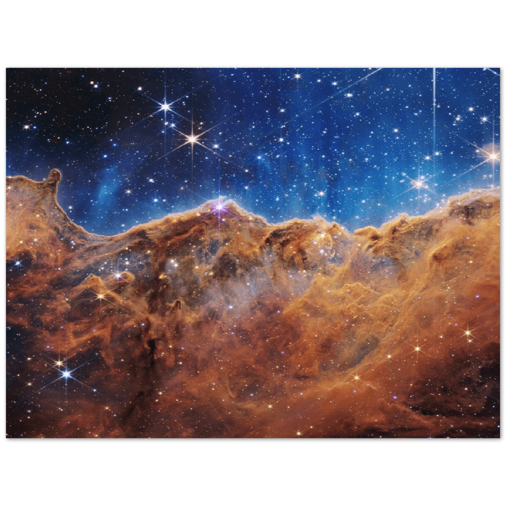 „Kosmische Klippen“ im Carina-Nebel (NIRCam-Bild) - Printree.ch Astronomie, Carina-Nebel, Deep-Space-Fotografie, Foto, Fotografie, Galaxie, Kosmische Klippen, NASA, Nebel, NIRCam, Plakat, space, Sternentstehung, Universum, WEBB, Weltraum