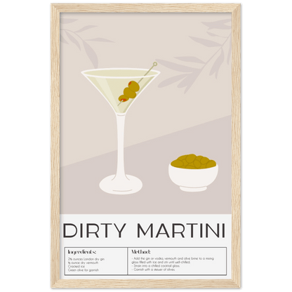 Kunstvolles Dirty Martiny Poster - Printree.ch alkohol, bar, blaue lagune, cocktail, eis, erfrischung, flüssigkeit, frisch, getränk, glas, hintergrund, illustration, isoliert, kalt, kirsche, lebensmittel, limette, limonade, martini, minze, obst, orange, pina colada, saft, sommer, süss, tropisch, wein, zitrone