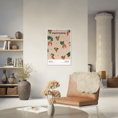 Kunstvolles Museumsplakat - Printree.ch Blume, Illustration, isoliert, Karte, Natur, Pflanze, romantisch, rot, Sommer, Strauss, Vintage, Zeichnung