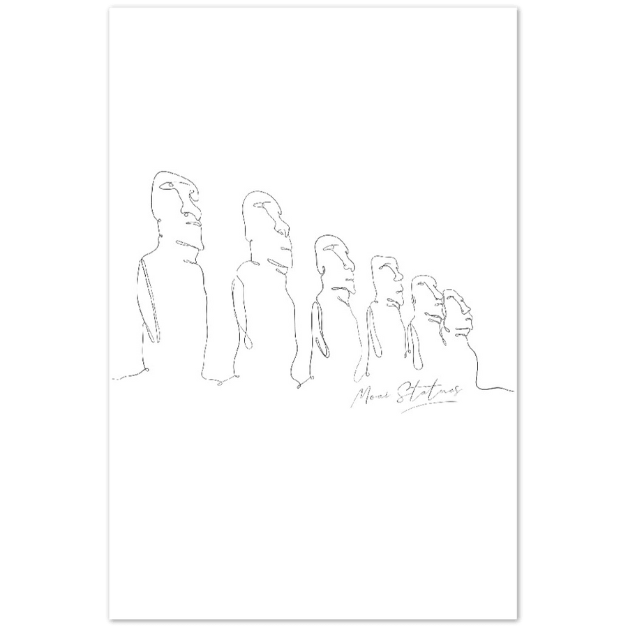 Moai Linienkunst Poster - Hochwertiges Museumsposter auf mattem Papier - Printree.ch Hand, hand drawn, handgezeichnet, Illustration, line, Line-Art, skyline