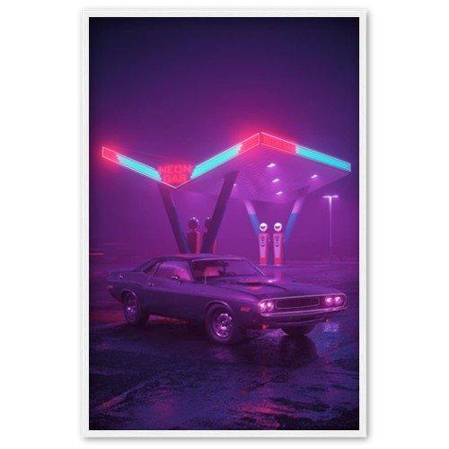 Neon Tankstelle - Printree.ch cyberpunk