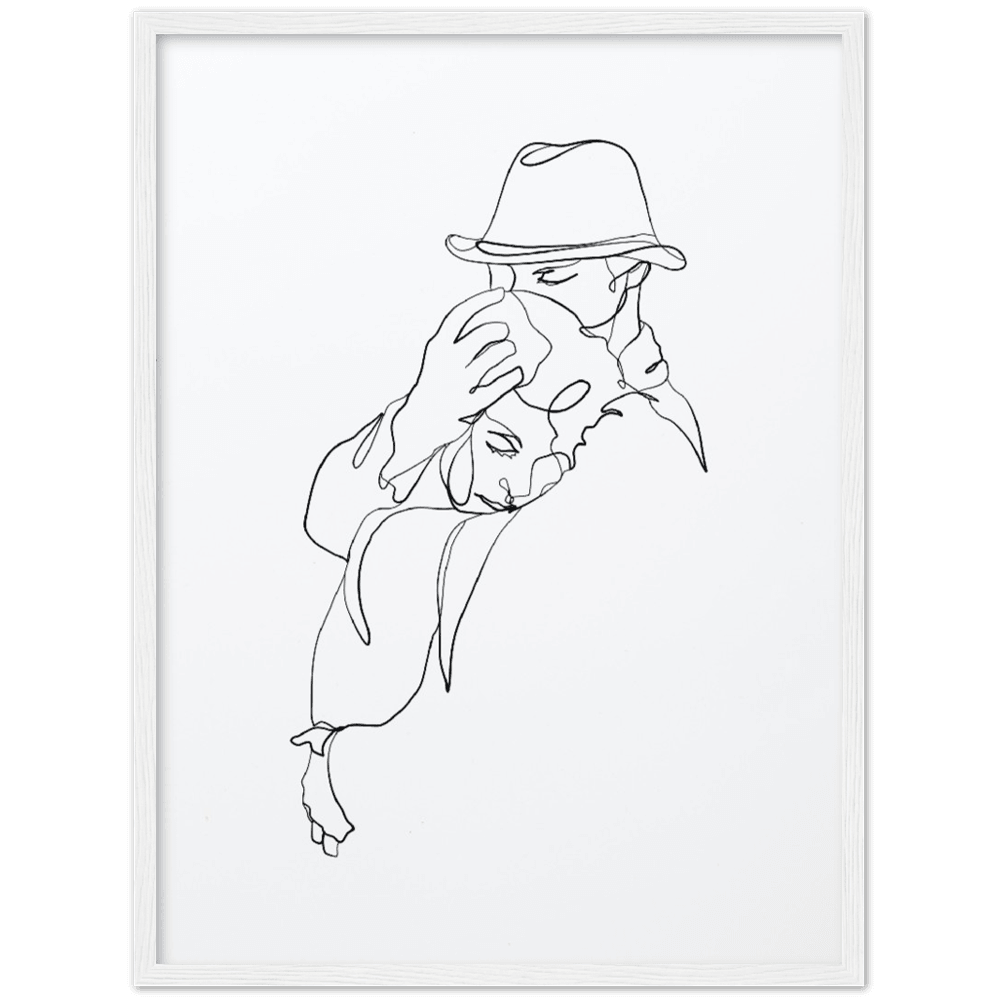 Premium Kunstdrucke - Hochwertige Poster für eine stilvolle Wandgestaltung - Printree.ch age, concept, continuous, couple, drawing, family, graphic, hand drawn, happiness, happy, illustration, isolated, line, Line-Art, love, man, minimalist, one, one line, outline, people, personalisiert, relationship, romance, romantic, Silhouette, sketch, together, vector, wedding, woman