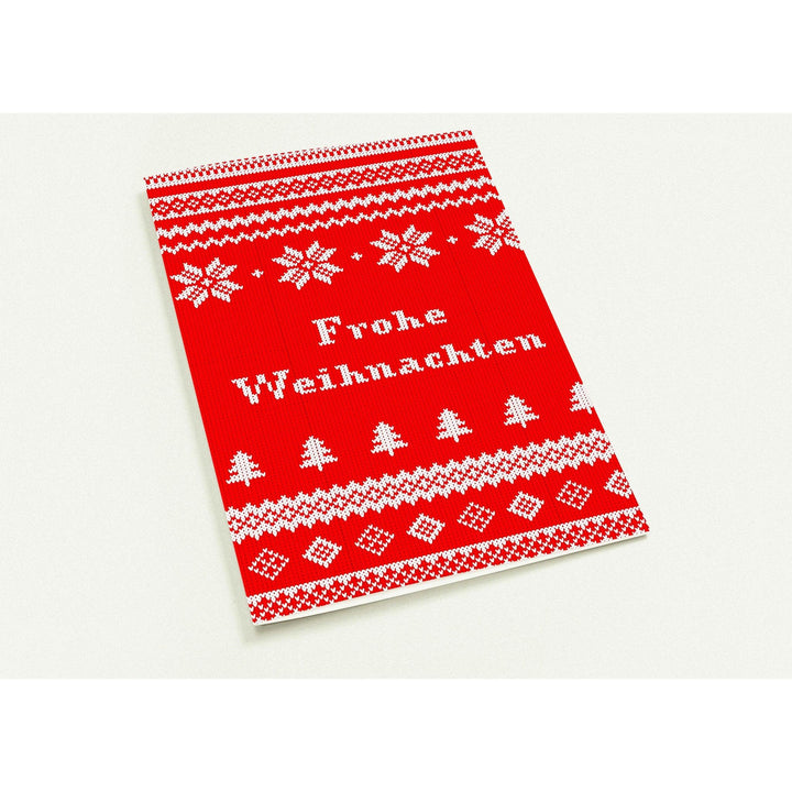 Set mit 10 Klappkarten Frohe Weihnachten Rotes Muster - Printree.ch Karte, Karten
