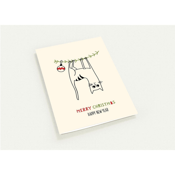 Set mit 10 Klappkarten Hängende Katze Weihnachten - Printree.ch Karte, Karten