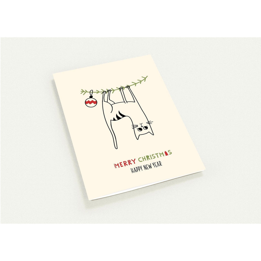 Set mit 10 Klappkarten Hängende Katze Weihnachten - Printree.ch Karte, Karten