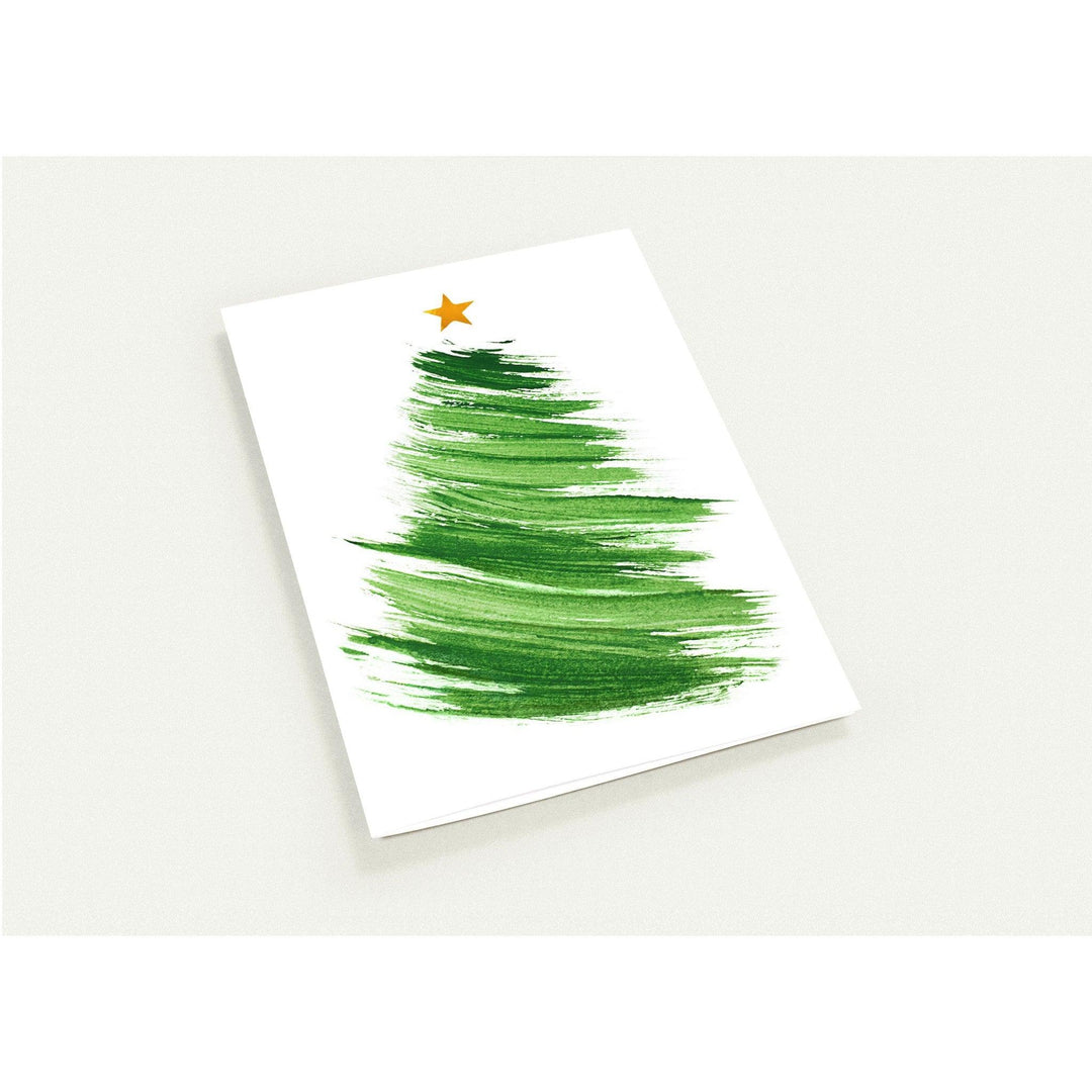 Set mit 10 Klappkarten Weihnachtsbaum Pinselstrich - Printree.ch Karte, Karten