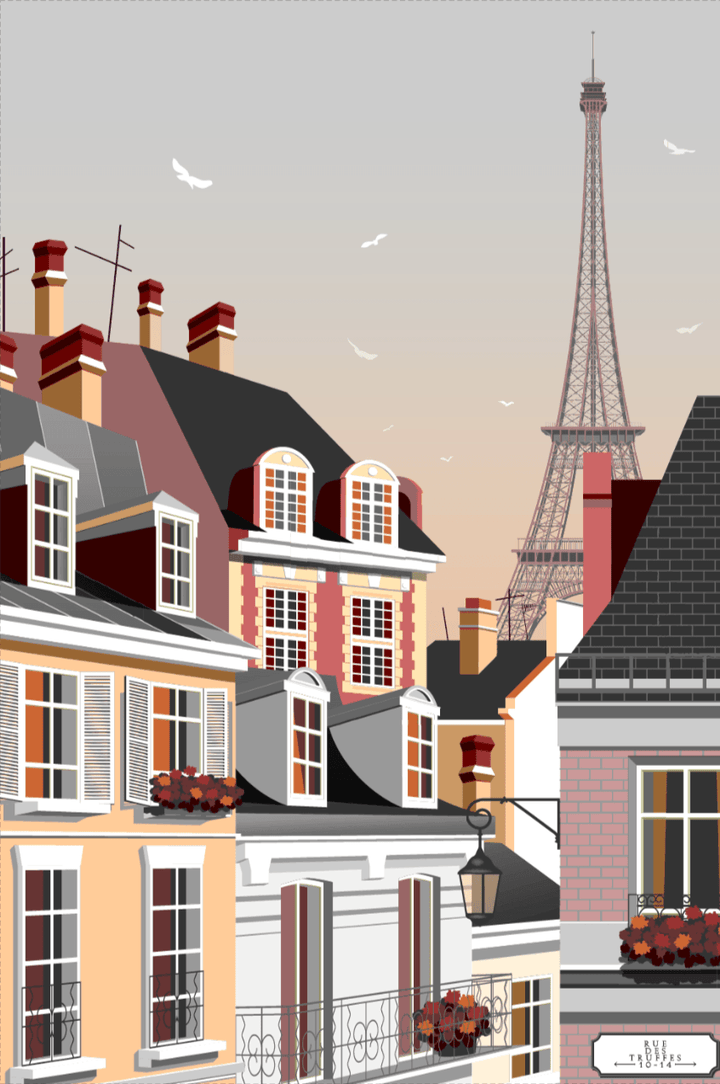 Straße in der Altstadt von Paris - Printree.ch minimalistisch, touristische reise, travel poster