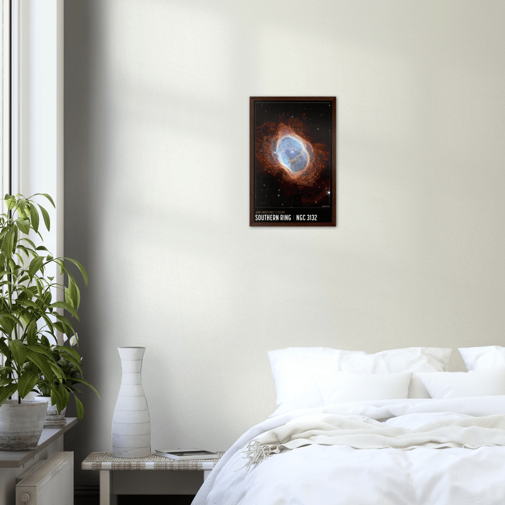 Südlicher Ringnebel Poster - Printree.ch Astronomie, astronomisches Objekt, Deep-Space-Fotografie, Foto, Fotografie, Galaxie, Himmelskörper, NASA, Nebel, Poster, space, Sternbild, südlicher Ringnebel, Universum, WEBB, Weltraum