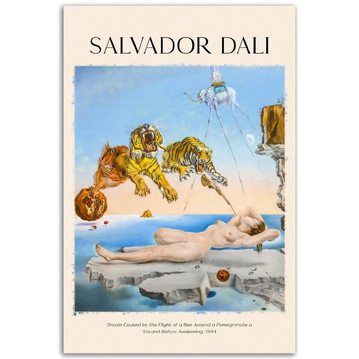 Traum, verursacht durch den Flug einer Biene um einen Granatapfel, eine Sekunde vor dem Aufwachen Gemälde von Salvador Dalí - Printree.ch Kunst, Malen, Maler, Malerei, Meisterwerk