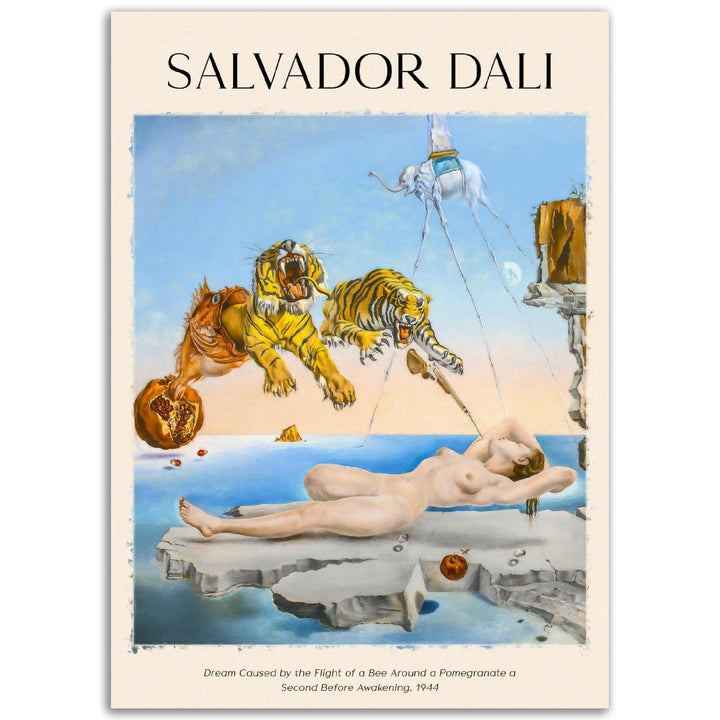 Traum, verursacht durch den Flug einer Biene um einen Granatapfel, eine Sekunde vor dem Aufwachen Gemälde von Salvador Dalí - Printree.ch Kunst, Malen, Maler, Malerei, Meisterwerk