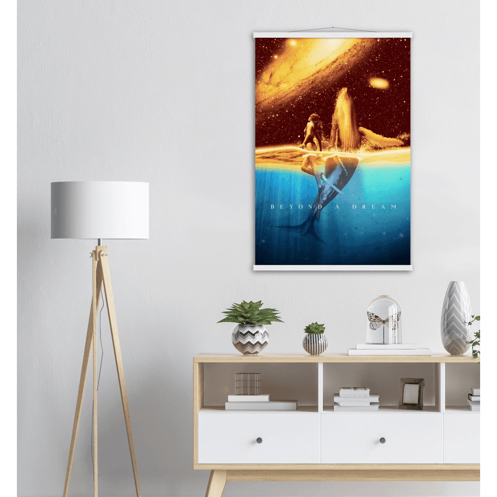 Traumhaftes Wandposter - Printree.ch abstrakt, Aquarell, Ausdruck, blau, Cartoon, dunkel, Fantasie, Fisch, Frieden, friedlich, Galaxie, Grafik, Himmel, Hintergrund, Illustration, Karte, Kunst, Meer, Nacht, Natur, Phantasie, schwimmen, Stern, tief, Tier, Traum, Wal, weiß, Zeichnung