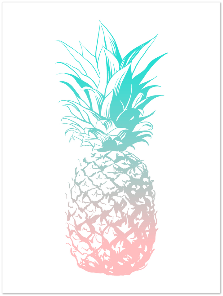 Tropisches Ananas-Poster: Exotik für Ihr Zuhause! - Printree.ch abstrakt, Ananas, boho, bunt, Design, einfach, Einfachheit, Ernährung, Farbe, farbig, frisch, funky, gelb, hell, Hintergrund, Illustration, Konzept, kreativ, lebendig, Lebensmittel, minimal, Mode, Obst, organisch, pastell, rosa, Spaß, Stil, surreal, tropisch, weiß