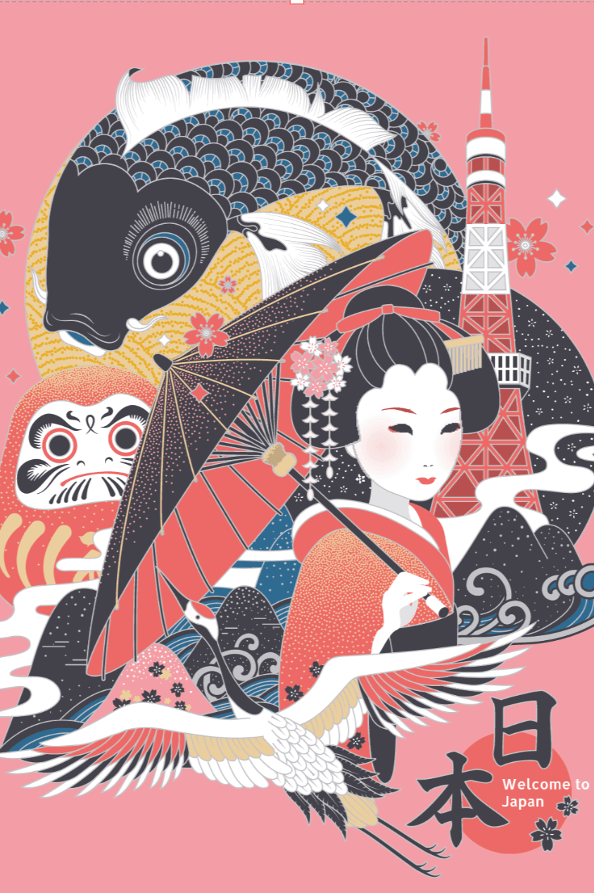 Welcome to Japan - Printree.ch Japan, minimalistisch, touristische reise, travel poster